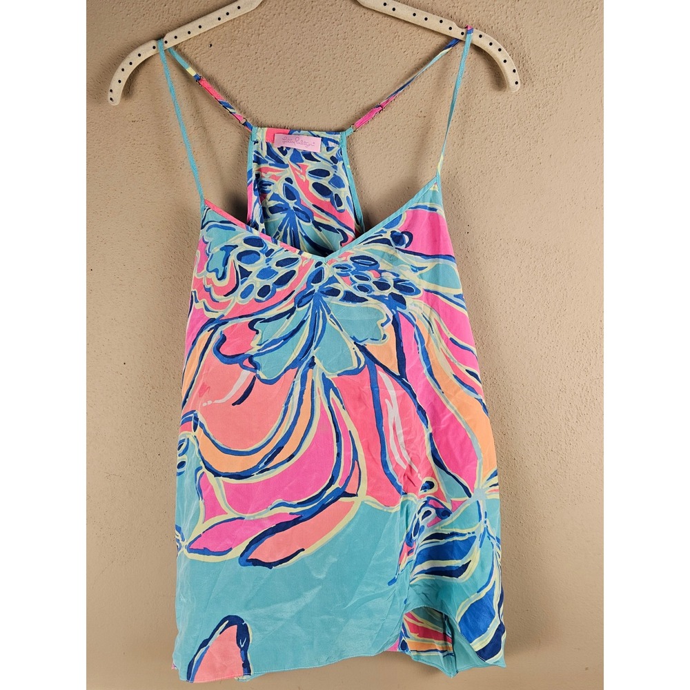 Lilly Pulitzer Womens Seaside Aqus‎ Breezy Babe Engineered Fleur Top XS Small
